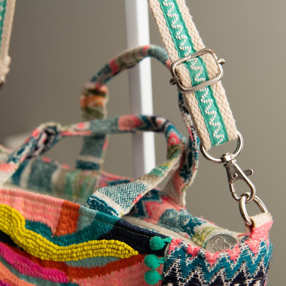 Colorful Beaded Woven Crossbody Bag & Sakroots Wallet Neon Tribal Eclectic Boho - Picture 5 of 9